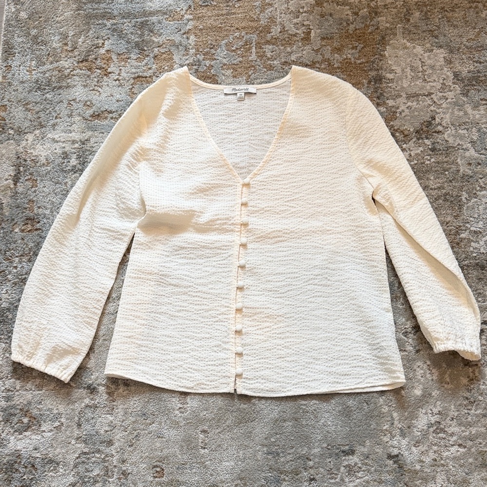 Madewell Cream Textured Button-Down Shirt